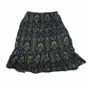 Chico's Boho Cottagecore Black Paisley Tiered Midi Skirt Women's XS / 1